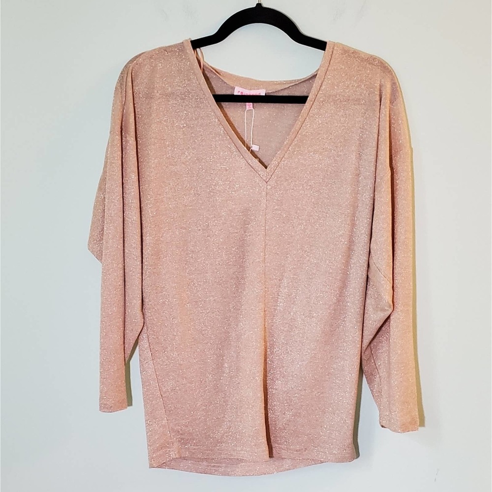 NWT! Re:named Festive Gold Metallic Shimmer Top for Party or Casual Size Small